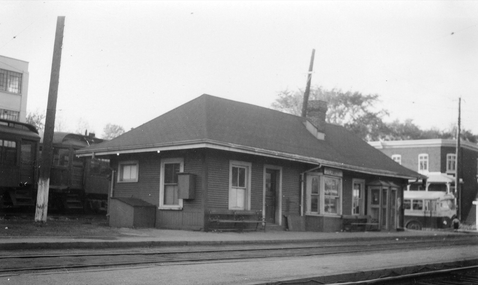 Gare du tramway Montreal and Southern Counties à Saint-Lambert en 1944, sur la ligne qui desservait Greenfield Park