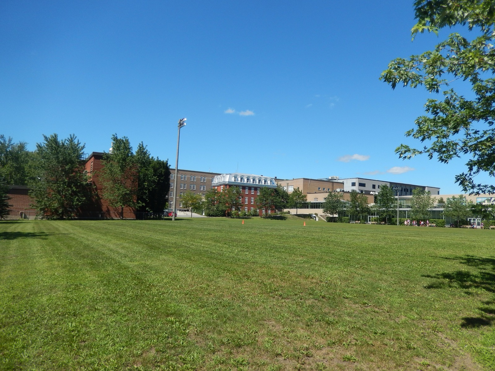Les pavillons et le grand terrain de sport du Collège de l'Assomption, dans le secteur scolaire du centre-ville