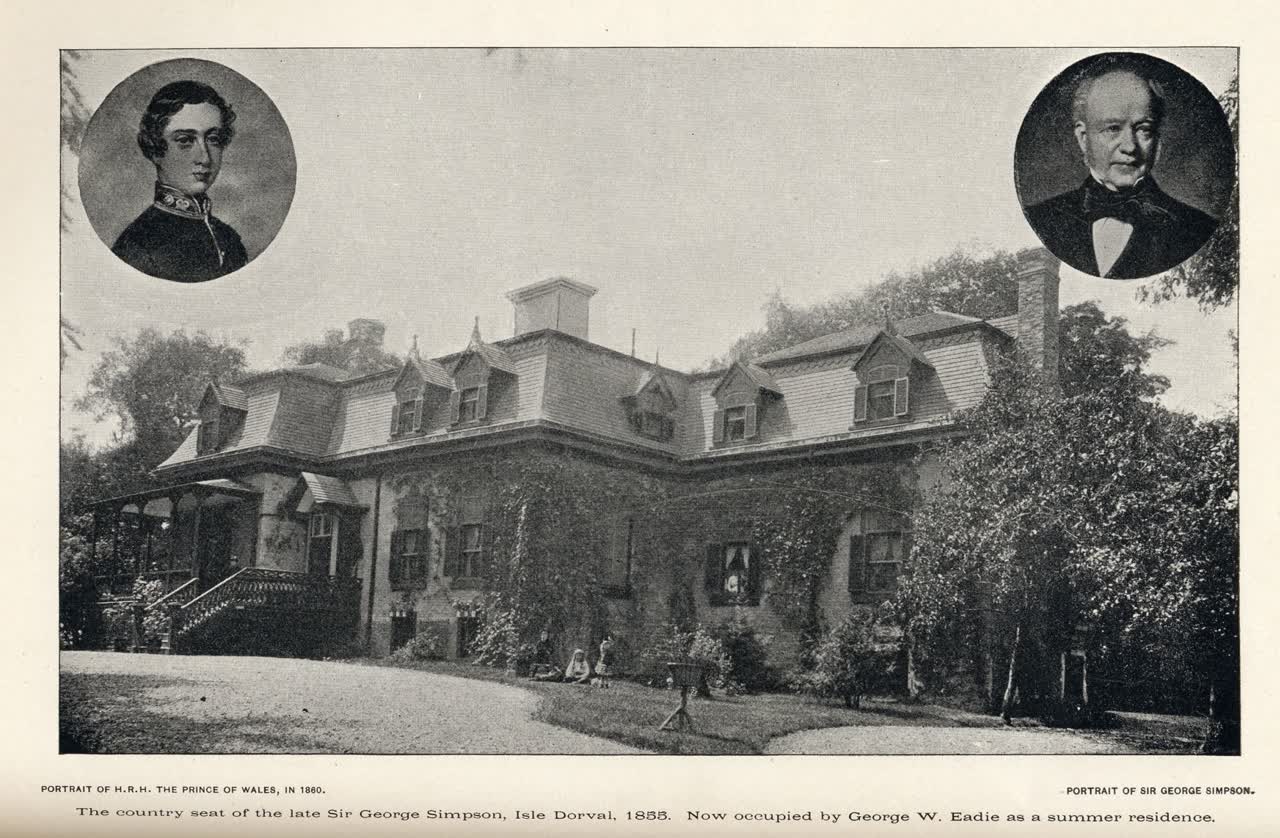 Photographie de 1855 de la résidence de campagne de Sir George Simpson à l'île Dorval