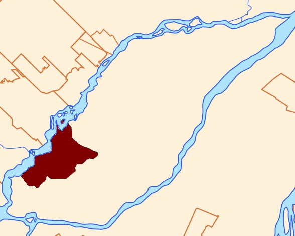 Carte de Laval montrant la position du quartier Fabreville, au nord-ouest de l'île Jésus