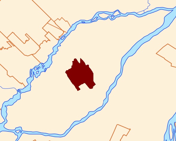 Carte de Laval montrant la position du quartier Vimont au centre de l'île Jésus