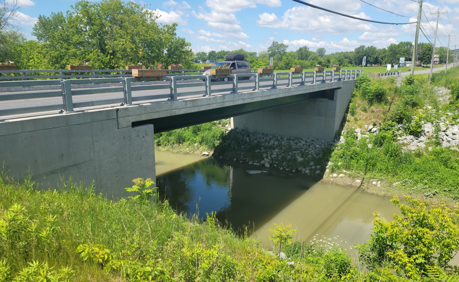 La rivière des Hurons vue d'un pont du chemin de Rouville, à Saint-Jean-Baptiste